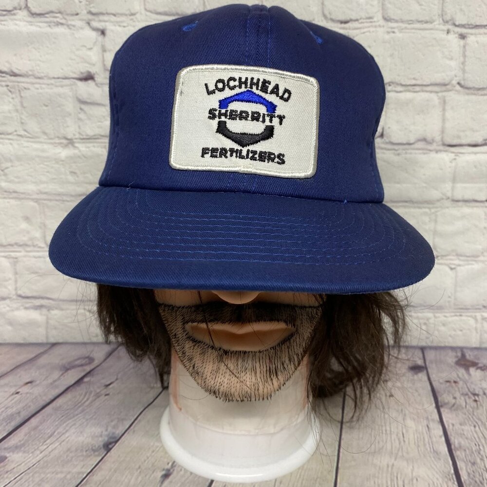 Vintage Farmer Hat Foam Cap Snapback Blue M/L SHERRITT Fertilizers Lochhead